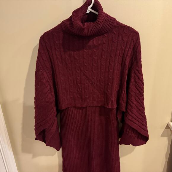 SHEIN Turtleneck Drop Shoulder Cable Knit Sweater & Sweater Dress Size Large - Picture 6 of 10